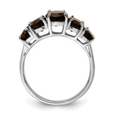 Sterling Silver Rhodium Smoky Quartz Ring